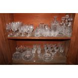 A collection of Waterford and other crystal Glass, comprising four decanters, a pair of jars with