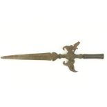 An early forged steel Spear Dagger, with engraved blade, flanked either side by birds, and with