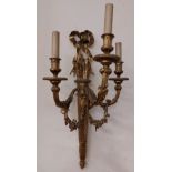 A good pair of cast brass three branch Wall Lights, each modelled as a quiver of arrows with rosette