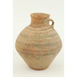 A Chinese late Neolithic period pottery Storage Jar, with one loop handle probably Pan-Shan, Gansv