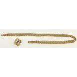 A 9ct gold fancy link Muff Chain, 71cms (28') 20grs; together with a gold four circle interlaced