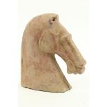 A good antique Chinese Tang style terracotta head Figure, of a horse, 19cms (7 1/4"). (1)