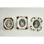 Three similar oval miniature Portraits, 20th Century, each depicting An Elegant Lady, in faux