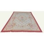 An Aubusson type cream ground floral ground Tapestry Carpet or Wall Hanging, (worn), approx.