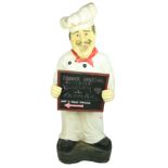 A modern Advertisement Figure, modelled as a Chef (fibre glass) with removable presentation chalk