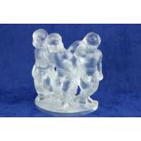 A heavy Lalique glass Sculpture, of three standing cherubs, signed 20cms (8"). (1)