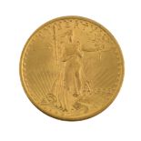 A rare uncirculated $20 dollar Gold Coin "Saint Gaudens" - no motto (In God We Trust) strike, the