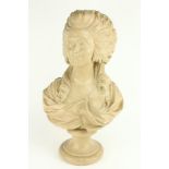 After Augustin Pajou, French (1730-1809) "Madame Comtesse Dubarry," a 19th Century Chalk Bust, 62cms