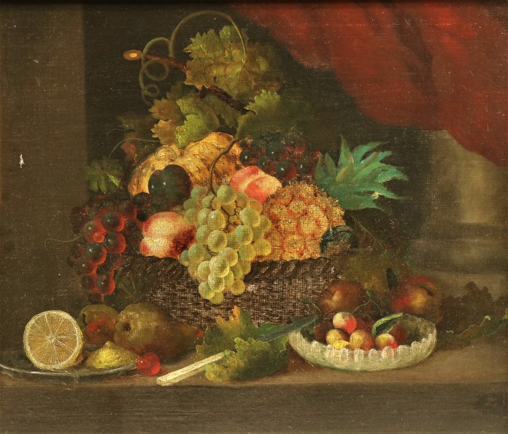 18th Century Dutch School Still Life, 'Fruit on a Ledge,' O.O.C., 18" x 21 1/2" (46cms x 54cms). (1) - Bild 2 aus 4