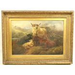 Robert Watson (1865-1916) "Highland Cattle on a Mountain Pass," Signed  and dated 1884, O.O.C., (