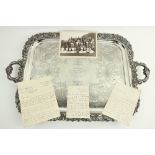 Waterford: A large decorative silver plated Serving Tray, with embossed floral edge and open