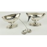 A pair of George III boat shaped stemmed silver Salts, London 1792, by Peter and Anne Bateman;