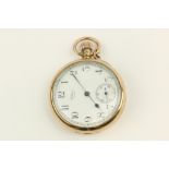 A good 9ct gold cased keyless Gents Pocket Watch, by Waltham, USA, the circular dial with Arabic
