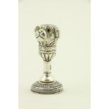 A very attractive double puppy mask silver Seal, with armorial crest, 6cms (2 1/4") 28grs. (1)