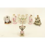 A collection of miscellaneous Continental Porcelain, comprising a pair of German porcelain pink