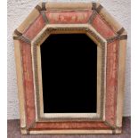 An Elizabethan style cushioned framed Mirror, with arched type mirror and padded frame, approx.