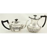 A silver Teapot, with embossed floral and scroll decoration, Birmingham 1904, together with a