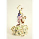 A Derby style porcelain Group, modelled with classical woman and cherub on pierced rococo style