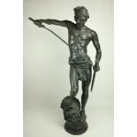 After Marius Jean Antonin Mercie (1845-1916) Large bronze Sculpture "David" with sword in hand and