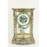 A good bow fronted brass and champlevé enamel four glass Mantle Clock, the movement by R. & Co.,