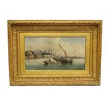 William Raymond Dommerson (1850 - 1927) 'Fishing Boats off Istanbul,' O.O.C., indistinctly signed