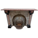 A fine quality Victorian period Sienna and grey marble Fire Surround, the moulded shelf over
