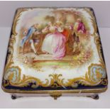 A French Serves style porcelain Casket, 20th Century, bearing pseudo mark of Chateau Des Tuileries