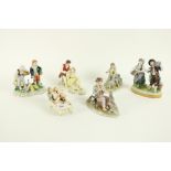 A German porcelain Group, 20th Century, modelled with two peasant children holding a basket of