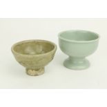 An early Chinese cream ground Crackleware Bowl, with tall base, approx. 13cms (5") diameter,