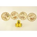 A set of four Royal Worcester floral decorated Dessert Plates, 22cms (8 1/2) one as is; together