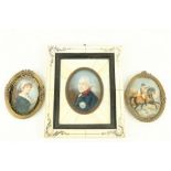 A pair of oval 20th Century French miniature Portraits, one depicting Napoleon on horseback, and