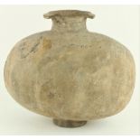 A rare and very early Chinese grey pottery 'Cocoon' Jar,  of ovid form, probably Han Dynasty (