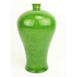 An attractive green ground Crackleware Chinese bulbous Vase, with narrow opening, with six character