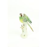 A Meissen porcelain Figure, of an exotic Parrot, perched on a tree stump, 25cms (10"). (1)