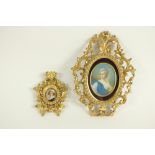A 19th Century oval Miniature Portrait "Young Girl," indistinctly signed, in ornate carved