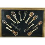 Two unusual rare cased sets of miniature 19th Century Mandolins, Banjos, and Guitars, constructed of