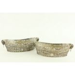 A fine quality pair of Louis XVI style French  pierced and decorated oval shaped silver Baskets,