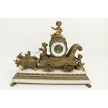 An exceptional French ormolu and white marble Mantle Clock, by Samuel Marti Paris, c. 1900, the case