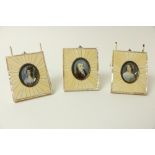 A set of three oval miniature Portraits, 20th Century French, depicting Jenny Lind, Mrs. Graham, and