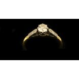 An elegant 18ct yellow gold and platinum Ladies Tiffany style Engagement Ring, with .5cts