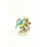 An early 20th Century Meissen porcelain Group, modelled with a parrot perched on a cherry tree,