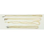 Four attractive varied Ladies pearl Necklaces, with alternative clasps, some of graduating design