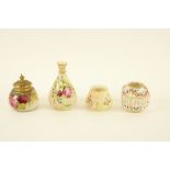 A good Royal Worcester Pot Pourri, with pierced cover and urn finial decorated with roses, 10cms (