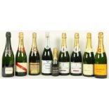 Champagnes:  A collection of varied Bottles  to include Jeuve Clicquot, Bollinger, Bouchet,