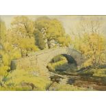 Margaret Clarke, RHA (1884-1961) "Stepped Foot Bridge, North Leinster," watercolour, approx. 29cms x