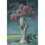 Beatrice Glenavy (1883-1970) Roses,  oils on canvas c. 1952, Signed with monogram lower left ‘BG’,