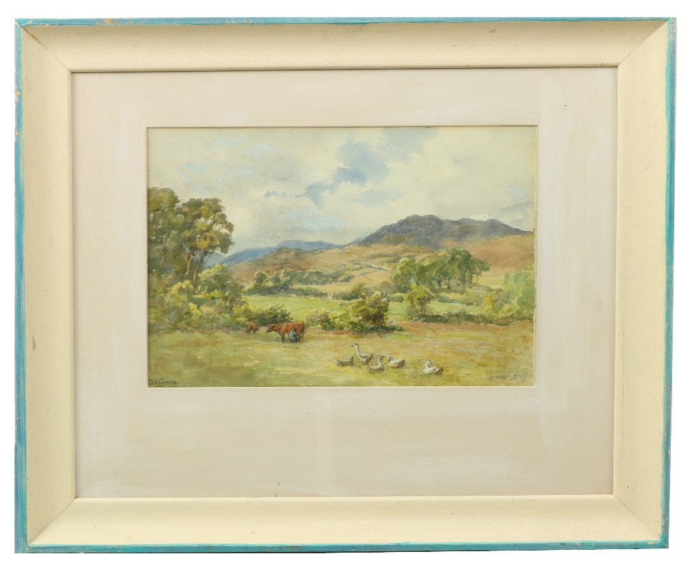 Gladys Wynne, Irish (1876-1968) "Milking Time, County Donegal," watercolour, extensive landscape - Image 2 of 2
