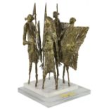 John Behan, Irish, RHA (B. 1938) "Deirdre and the Sons of Uisneach," gilded bronze, unique,