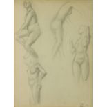 Roderic O'Connor, Irish (1860-1940) "Nude Studies," pencil, depicting nude lady in various poses,