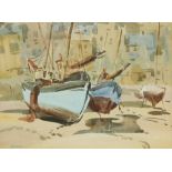 Desmond Carrick ,Irish (b. 1928) "Ag Feiteamh leis an d'taoide (waiting for the tide)," watercolour,